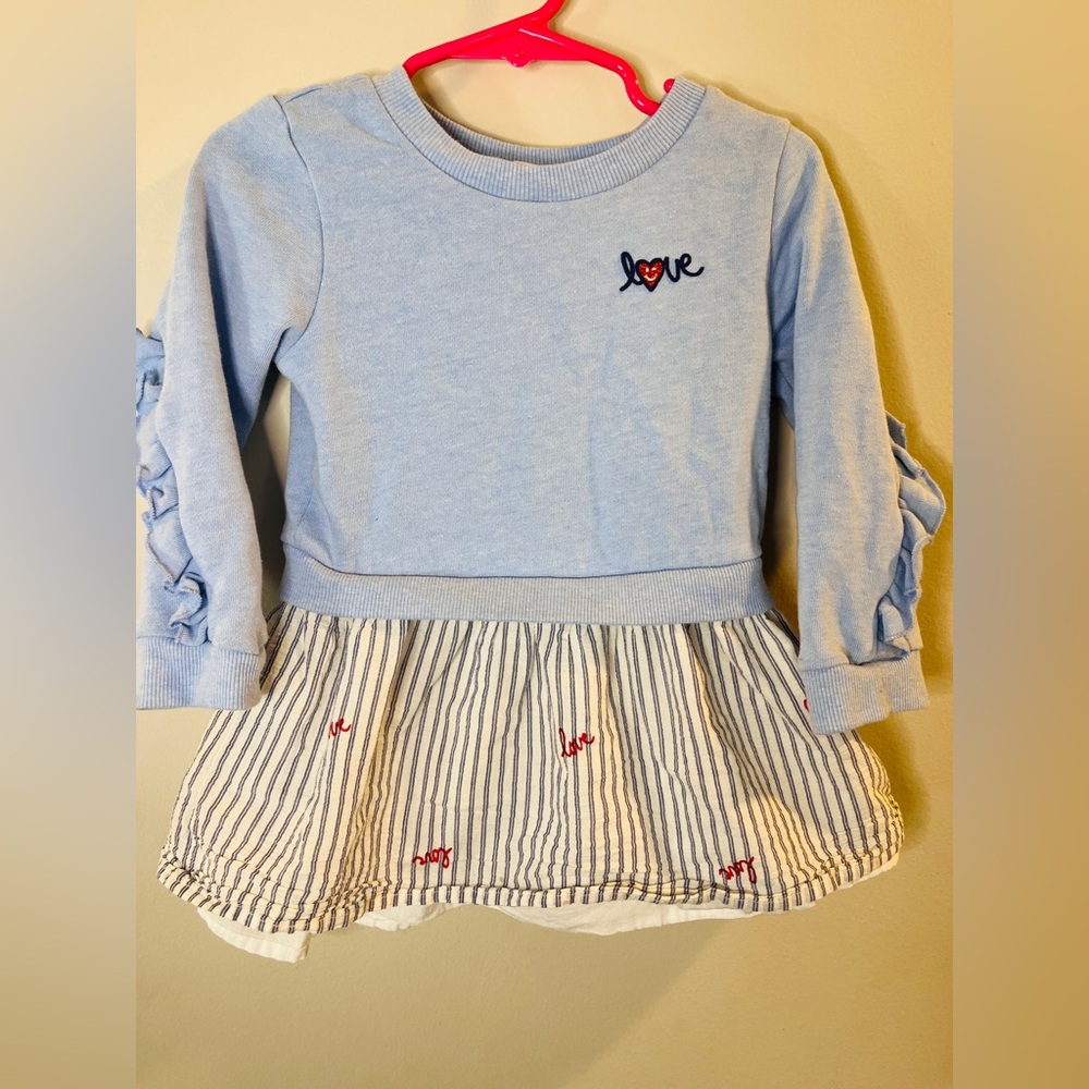 Charming Blue Love Dress with Stripes